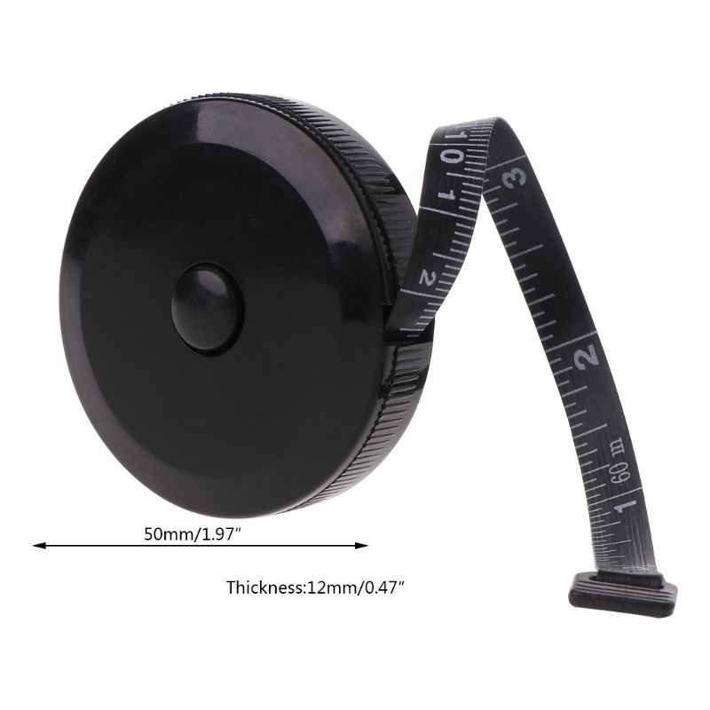 1.5m Black Dual-Sided Retractable Tape Measure - Decoratormall