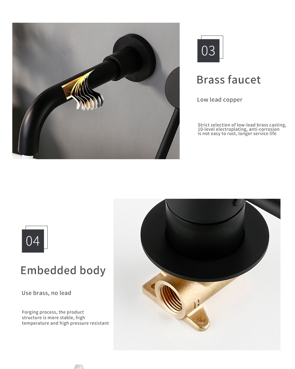 Modern Black Wall-Mounted Single Lever Basin Faucet Modern Black Wall-Mounted Single Lever Basin Faucet