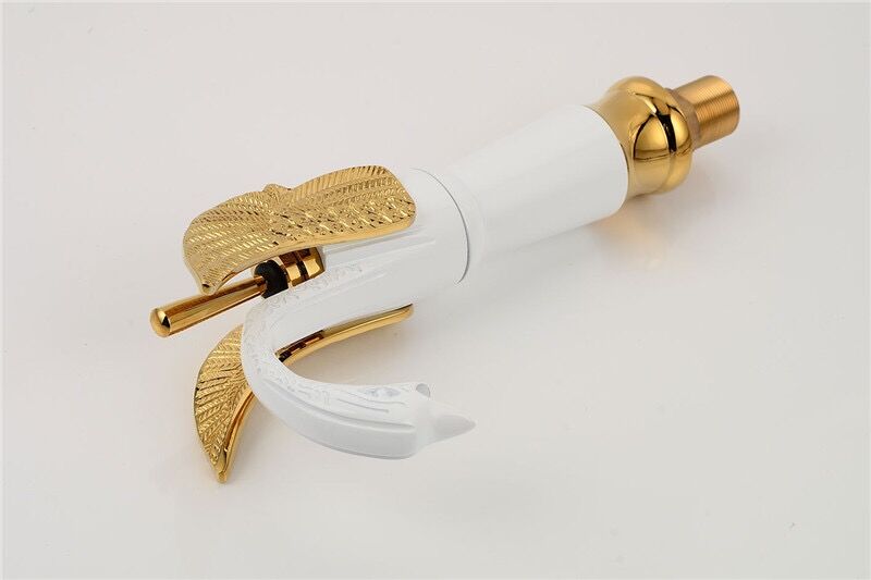 Luxury White Swan Faucet with Golden Wings Bathroom Tap Luxury White Swan Faucet with Golden Wings Bathroom Tap
