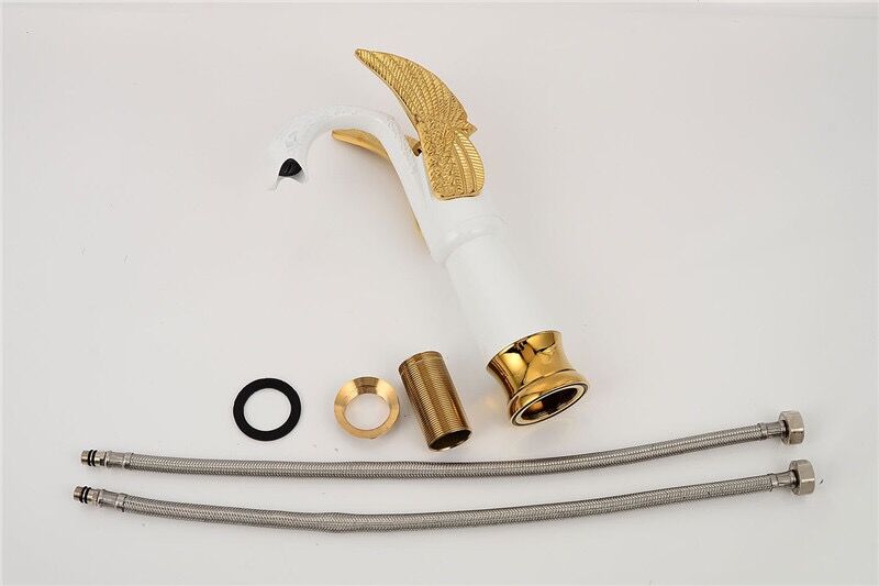 Luxury White Swan Faucet with Golden Wings Bathroom Tap Luxury White Swan Faucet with Golden Wings Bathroom Tap