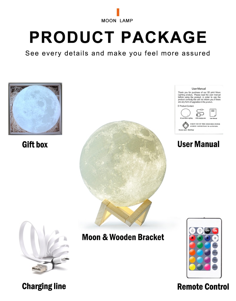 Colorful 3D Moon Night Light Colorful 3D Moon Night Light