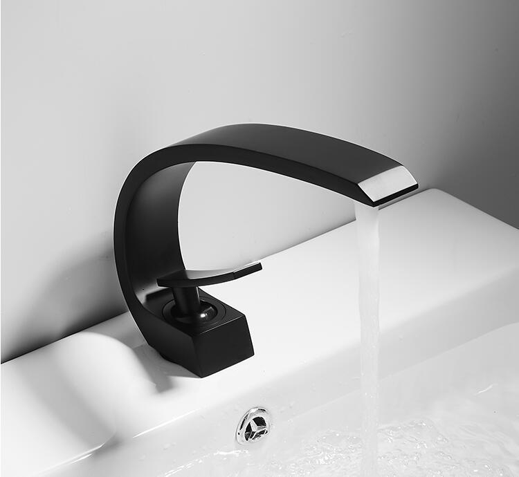 Arc Shaped Black/Gold Single Handle Bathroom Faucet Arc Shaped Black/Gold Single Handle Bathroom Faucet