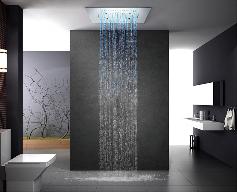 Large Bluetooth Music Rainfall & Mist Showerhead with LED Lights & Built-In Speakers Large Bluetooth Music Rainfall & Mist Showerhead with LED Lights & Built-In Speakers