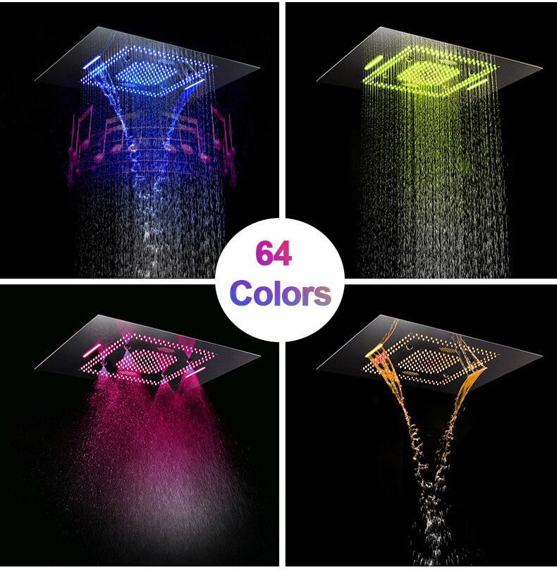 Large Bluetooth Music Rainfall & Mist Showerhead with LED Lights & Built-In Speakers Large Bluetooth Music Rainfall & Mist Showerhead with LED Lights & Built-In Speakers