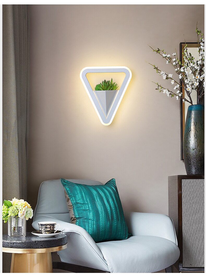 White Nordic Style LED Wall Lamps with Artificial Plants White Nordic Style LED Wall Lamps with Artificial Plants