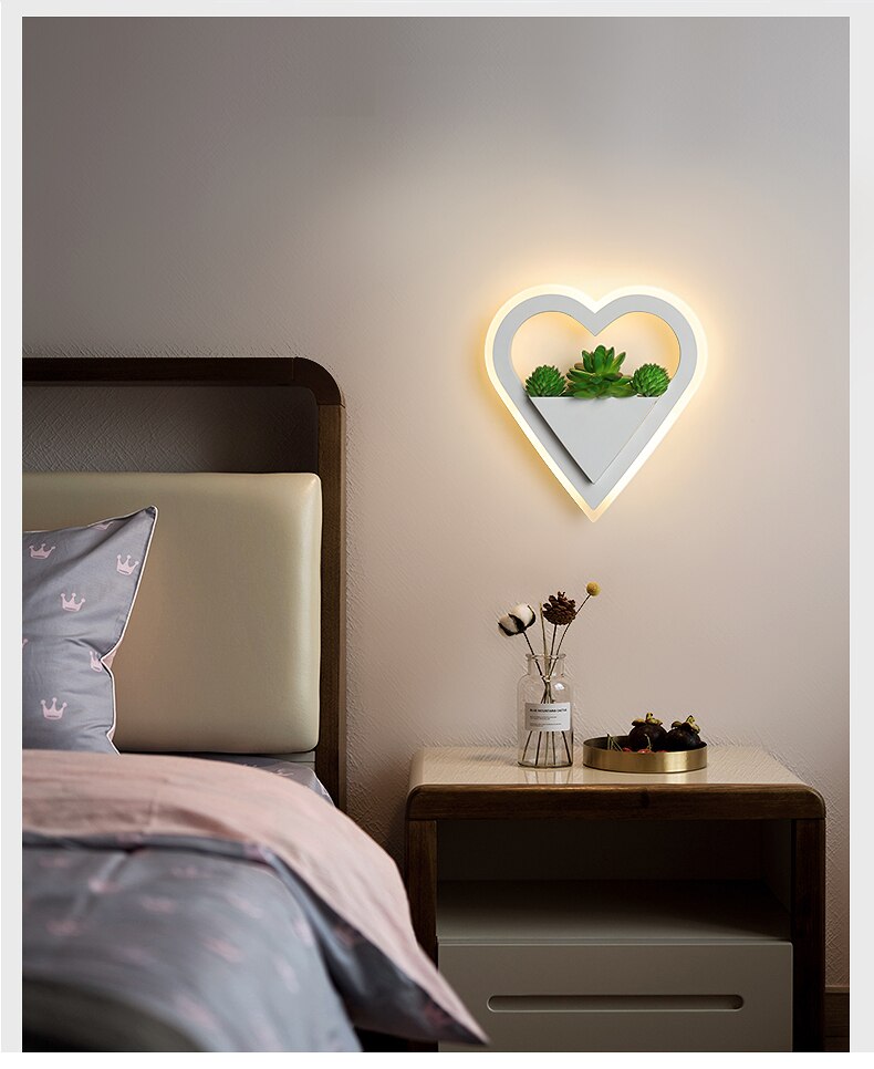 White Nordic Style LED Wall Lamps with Artificial Plants White Nordic Style LED Wall Lamps with Artificial Plants