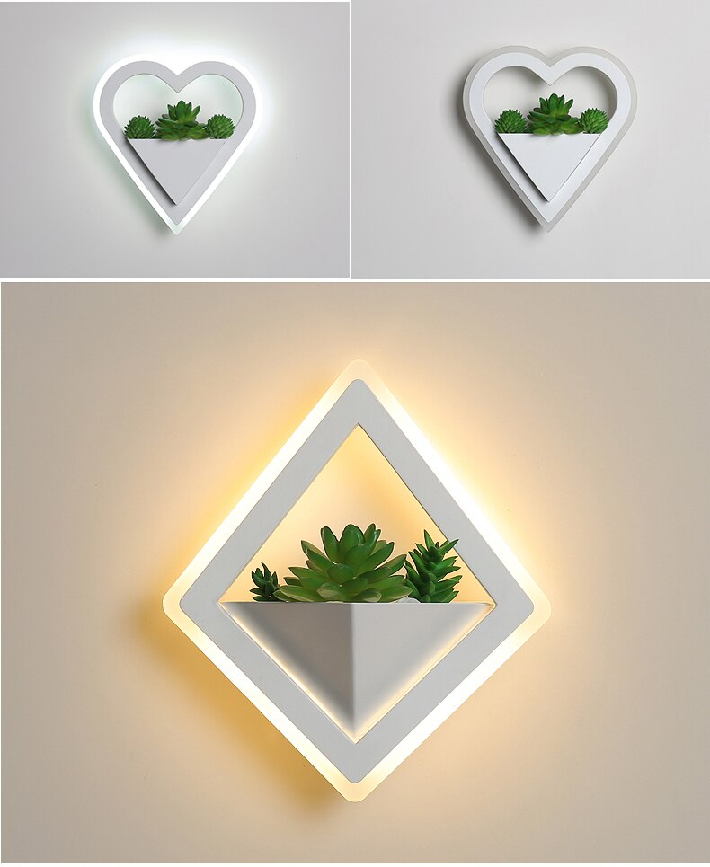 White Nordic Style LED Wall Lamps with Artificial Plants White Nordic Style LED Wall Lamps with Artificial Plants