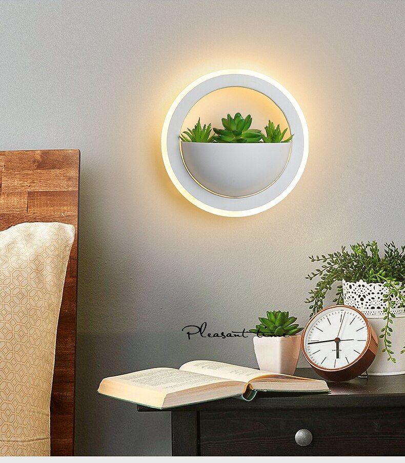 White Nordic Style LED Wall Lamps with Artificial Plants White Nordic Style LED Wall Lamps with Artificial Plants